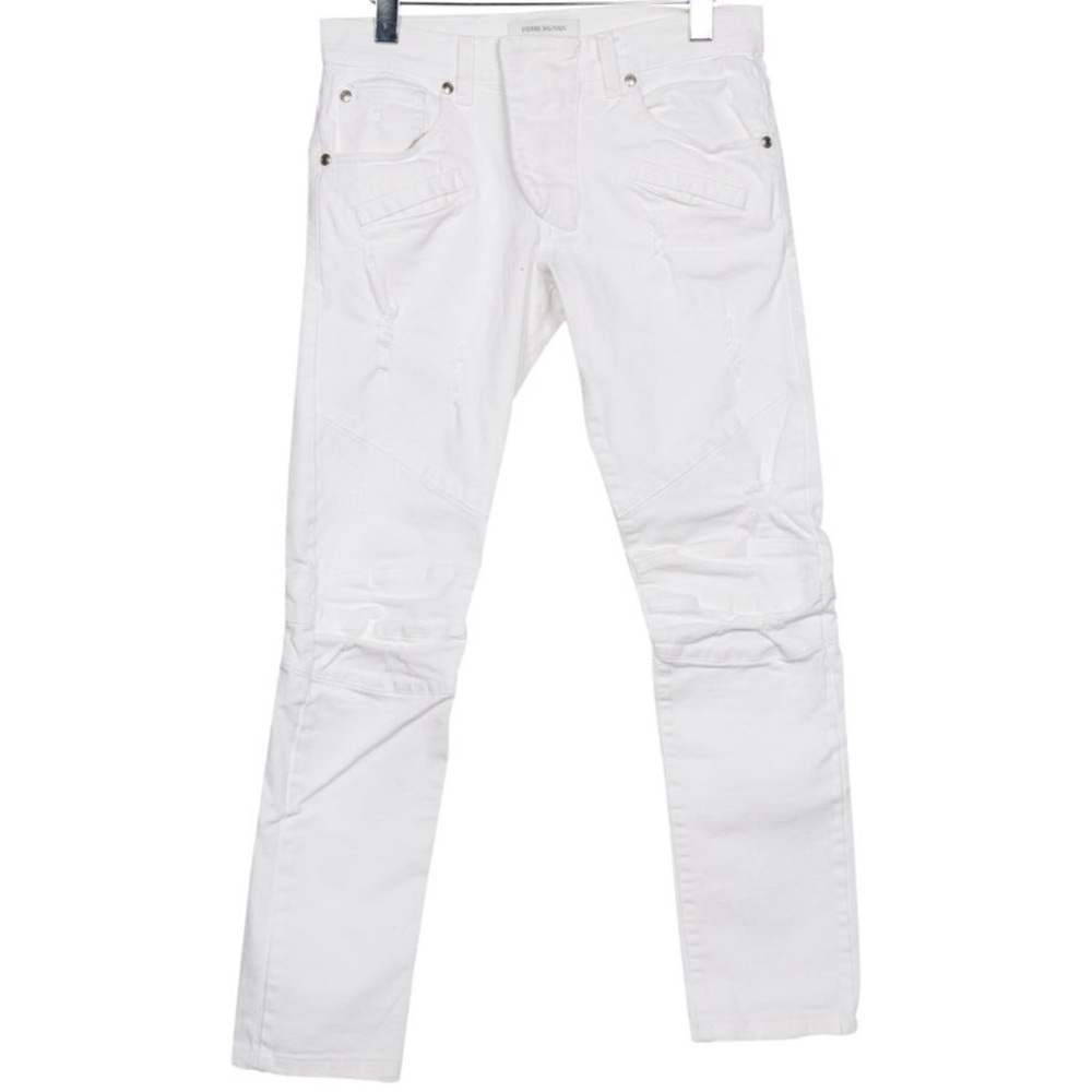 Balmain White Denim Straight Leg Jeans